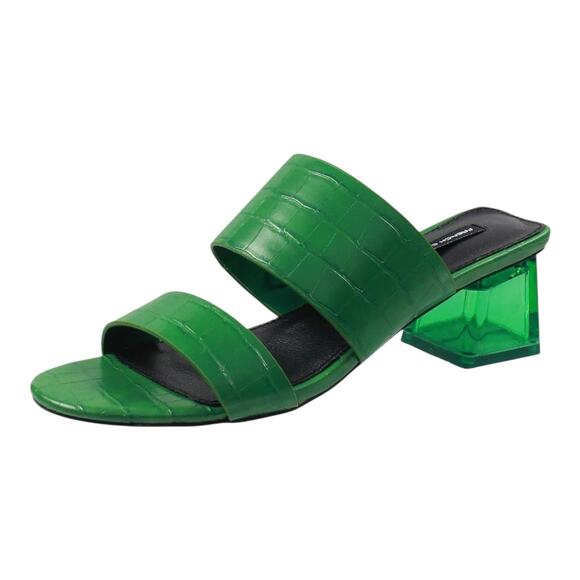 French Connection Women's Slide On Block Heel Sandals Green Size 8 1/2 - Picture 1 of 2